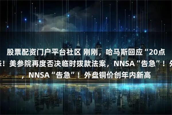 股票配资门户平台社区 刚刚，哈马斯回应“20点计划”，特朗普表态！美参院再度否决临时拨款法案，NNSA“告急”！外盘铜价创年内新高